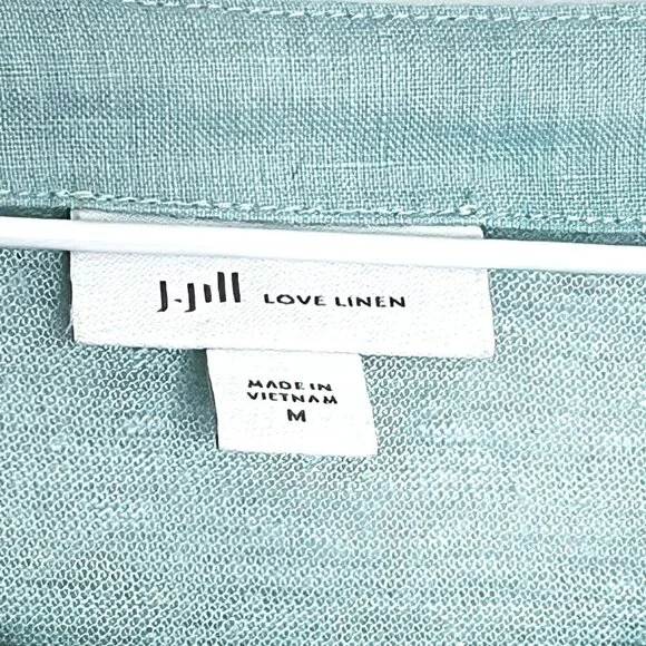 J Jill Love Linen Top sz M Oversized Sustainable Lagom Popover Beachy Minimalist - Picture 2 of 7